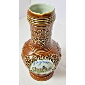 Vintage German King Lidded Pitcher 8" Stoneware